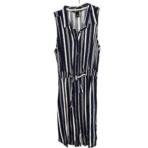 Millenium Women's Dress Large L Black Stripe Sleeveless  Sun Misses Size 12 14